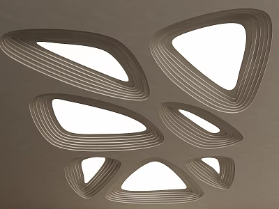 Modern Ceiling Design With Triangular Shapes Curved Lines And Integrated Lighting 3d model