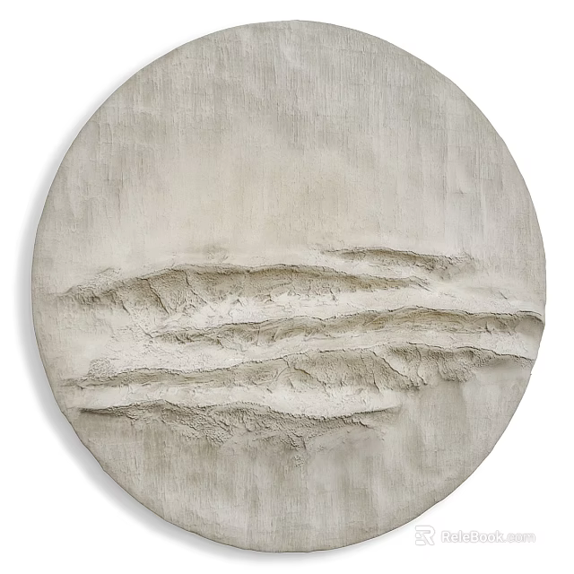 Modern Round Wall Decor With Neutral Textured Carved Plaster Surface Design 3d model