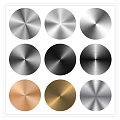 Metal Circular Decorative Elements In Various Colors With Radial Texture And Arrangement