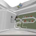 Modern Mall Store Interior Design With Open Layout Central Round Counter And Display Areas