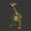 Cartoon Sloth Character With Yellow Fur Long Neck Purple Nose Standing Pose