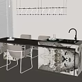 Elegant Modern Kitchen Interior With Marble Island Counter And Dining Chairs