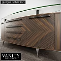 Elegant Modern Wooden Sideboard With Chevron Pattern Drawers Glass Top And Metal Legs