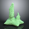 Natural Green Stone Sculpture with Cracked Texture and Irregular Rock Shape Design
