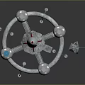 Silver Rocket With Circular Ring Structure And Spherical Components For Space Exploration