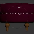 Round Plum Purple Ottoman With Tufted Upholstery Studded Trim And Wooden Legs
