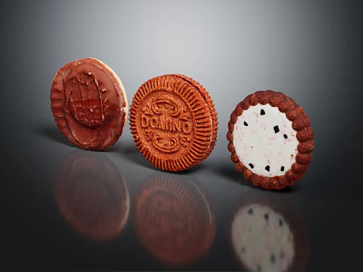 Delicious Assorted Biscuits With Chocolate Coating Dreaming Design And Colorful Sprinkles 3d model