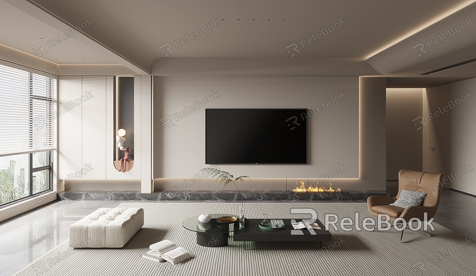 Modern living room TV background model