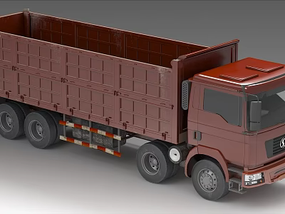 Red Heavy Duty Truck with Open Cargo Bed for Commercial Transport Use 3d model