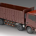 Red Heavy Duty Truck with Open Cargo Bed for Commercial Transport Use