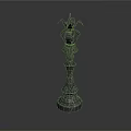 Elegant Vintage Decorative Furniture with Intricate Carved Pedestal and Floral Top