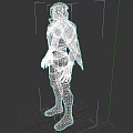 Hooded Game Movie Character In Purple Gray Armored Outfit With Sci Fi Fantasy Style