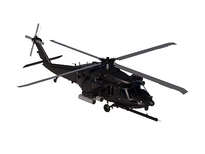Black Tactical Military Helicopter With Rotors Weapon Systems And Fuselage Design 3d model