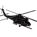 Black Tactical Military Helicopter With Rotors Weapon Systems And Fuselage Design