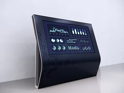 Modern Public Facility Interactive Terminal With Digital Display And Control Icons 3d model