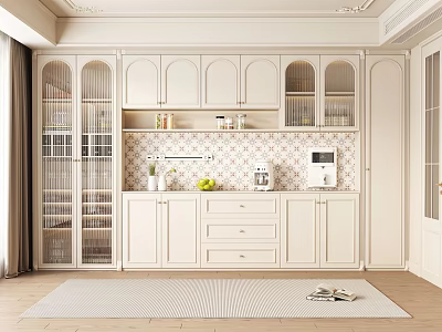 Modern Home Wine Cabinet Design With Glass Doors And Storage Shelves For Interior Decor 3d model