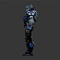 Futuristic Mechanical Robot Character With Blue Silver Armor And 3D Rendered Details