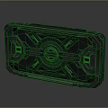Metallic Rectangular Scene Component With Intricate Geometric Patterns And Central Circular Design