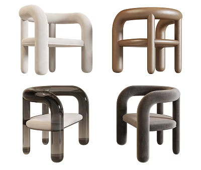 Modern Accent Chairs In White Brown Black Grey With Stylish Curved Armrests Design 3d model