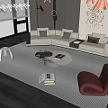 Sofa Coffee Table Combination Module Corner Sofa Coffee Table Single Person Leisure Chair Sofa Background Wall Floor Lamp Carpet Side Table Jewelry Ornaments 3d model