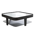 Modern Square Coffee Table With Marble Top And Black Metal Frame Design 3d model