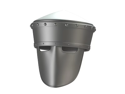 Medieval Style Metal Helmet With Riveted Detail And Dome Shaped Top 3d model