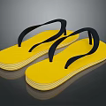 Yellow Flip Flops With Black Straps And Textured Sole For Everyday Use 3d model