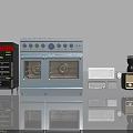 Modern Household Appliances Collection With Stove Oven And Retro Radio Design