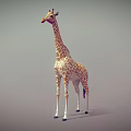 Realistic 3D Giraffe Model With Brown White Spots Standing On Grey Background 3d model