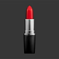 High Quality Red Lipstick Cosmetic Product With Silver And Black Case Isolated On Dark Background