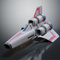 Sci Fi Aircraft Model Featuring Gray Pink Accents Twin Engines And Streamlined Cockpit
