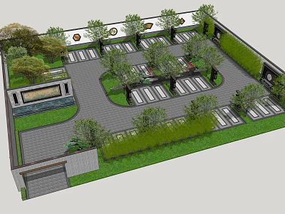 Landscaped Parking Lot Design With Trees Green Areas Parking Spaces And Decorative Elements 3d model