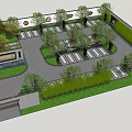 Landscaped Parking Lot Design With Trees Green Areas Parking Spaces And Decorative Elements