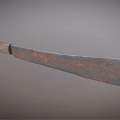Rusty Knife With Wooden Handle And Blunt Blade On Gray Background