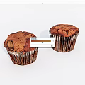 Delicious Chocolate Muffins with Crumbly Tops in Paper Liners on White Background
