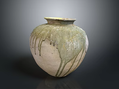 Artisan Handcrafted Ceramic Sculpture Vase With Dripping Glaze Rounded Detailed Design 3d model