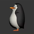 Cartoon Penguin Character With White Body Black Wings Orange Beak And Feet