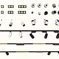 Various Modern Downlights And Spotlights With Track Recessed And Surface Mounted Designs 3d model