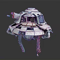 Futuristic Sci-Fi Mechanical Device with Cannon Like Parts Hatches Grilles and Support Struts