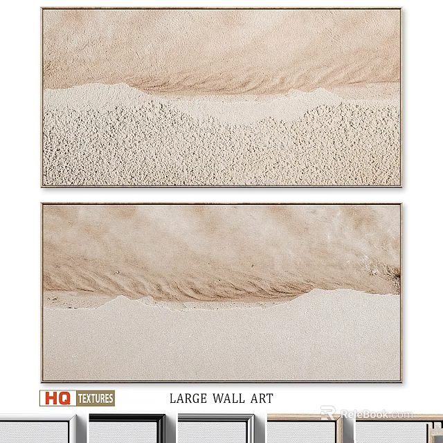 Rectangular Frames with Sand Wave Texture Wavy Lines and Beige Tones for Home Wall Decor 3d model 