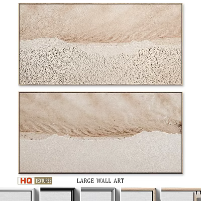 Rectangular Frames with Sand Wave Texture Wavy Lines and Beige Tones for Home Wall Decor 3d model