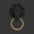 Green Lion Head Decorative Door Knob With Gold Ring Accent Design