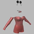 Cute Red Polka Dot Onesies With Black Mickey Mouse Ear Headbands And Red Bow Ties