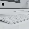 Apple iMac Desktop Computers Front Back View With Mountain Landscape Display And Keyboard Mouse 3d model