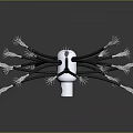 Electronic Component With Silver Sphere And Black Cables White Metal Contacts In Radial Arrangement