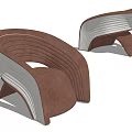 Modern Single Sofa With Brown And White Upholstery Curved Lines And Armrest