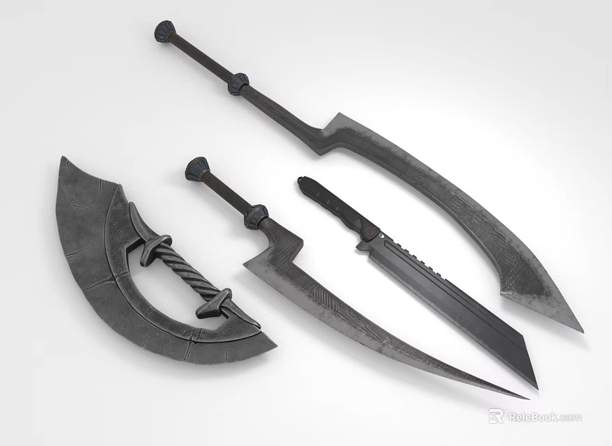 Medieval Metal Weapons Collection Featuring Swords Daggers Scimitars With Intricate Craftsmanship 3d model 
