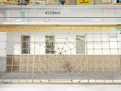 Kindergarten Outdoor Activity Area Featuring Large Climbing Net Structure For Kids Play 3d model