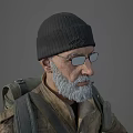 Man With Black Beanie Glasses Gray Beard And Military Style Jacket