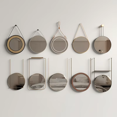 Modern Wall Mirrors With Various Shapes And Decorative Frame Designs 3d model